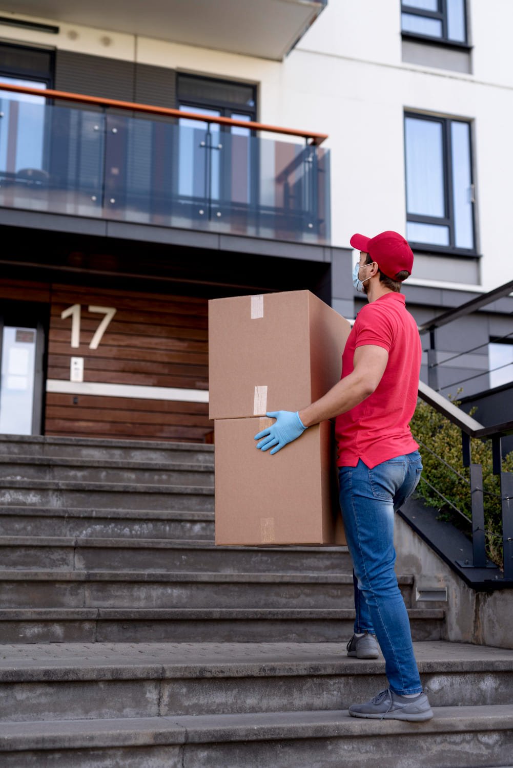 mover going upstairs