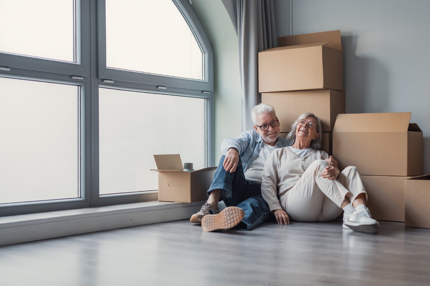 senior couple moving