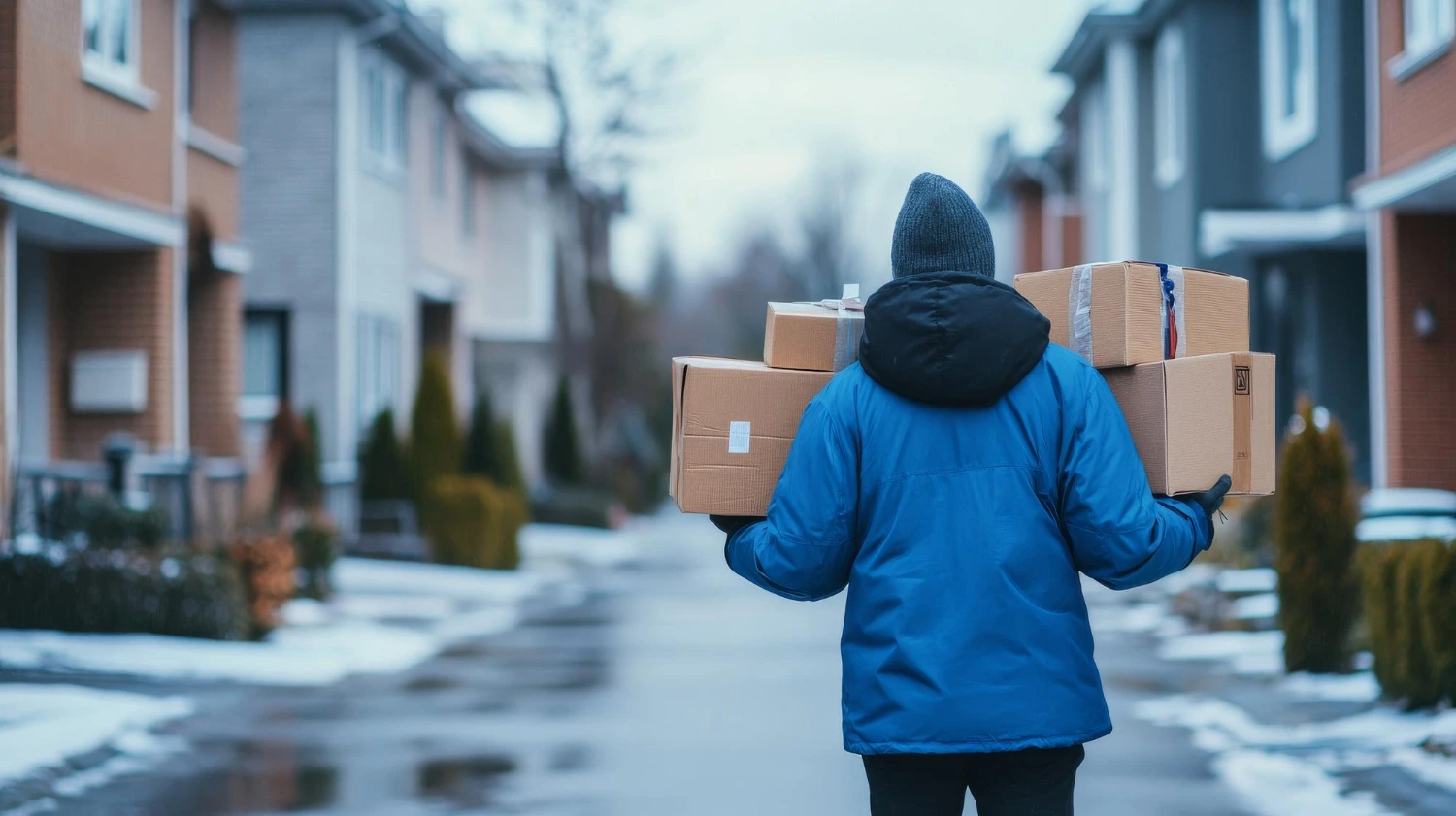 Mover Walking while holding boxes